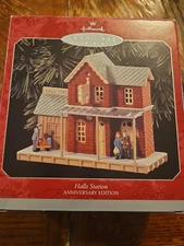 1998 Halls Station Hallmark Ornament Nostalgic Houses and Shops 25th Anniversary