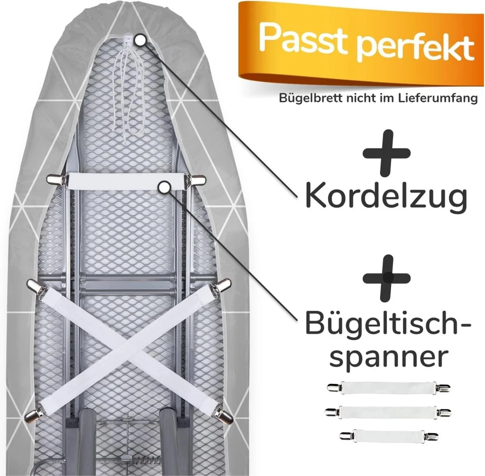 Bügelbrettbezug Baumwolle dick gepolstert hitzebeständig universal OEKO-TEX - Bild 2 von 4