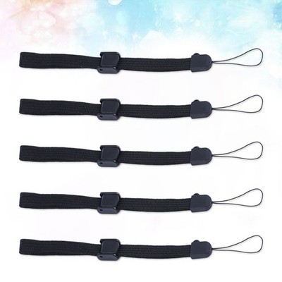 5PCS Phone Holder Lanyard Necklace Wrist Strap Cellphone Carrying Case (Black)