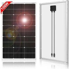 DOKIO 100W 18V Monocrystalline Solar Panel for 12V Battery Charging, 9BB Glass M