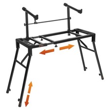 Dual Piano Keyboard Stand with 2nd Tier - Adjustable and Portable 2 Tier Musi...