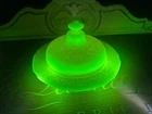 Vintage Milk Glass Indiana Glass Co  BUTTER DISH In Uranium Orange Blossom