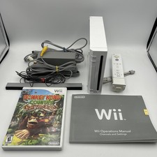   Tested   Nintendo OEM Wii Console RVL-001 bundle with Donkey Kong Country