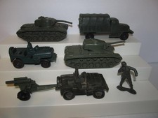 Vintage Auburn WWII Army Tanks, Truck, Jeep w/Cannon and 1 Soldier