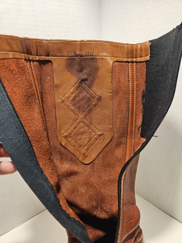Vintage Zodiac Womens Knee Hight Riding Boots Size 7 Leather/Ornate, Side Zipper - Picture 19 of 24