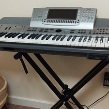 61-Key Silver/Black Electronic Keyboard with Music Stand on X-Stand