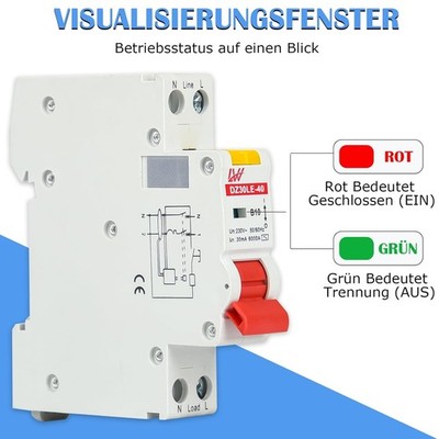 FI/LS Schutzschalter RCBO Leitungsschutzschalter 1-Polig B/C 30mA 10A-25A DE
