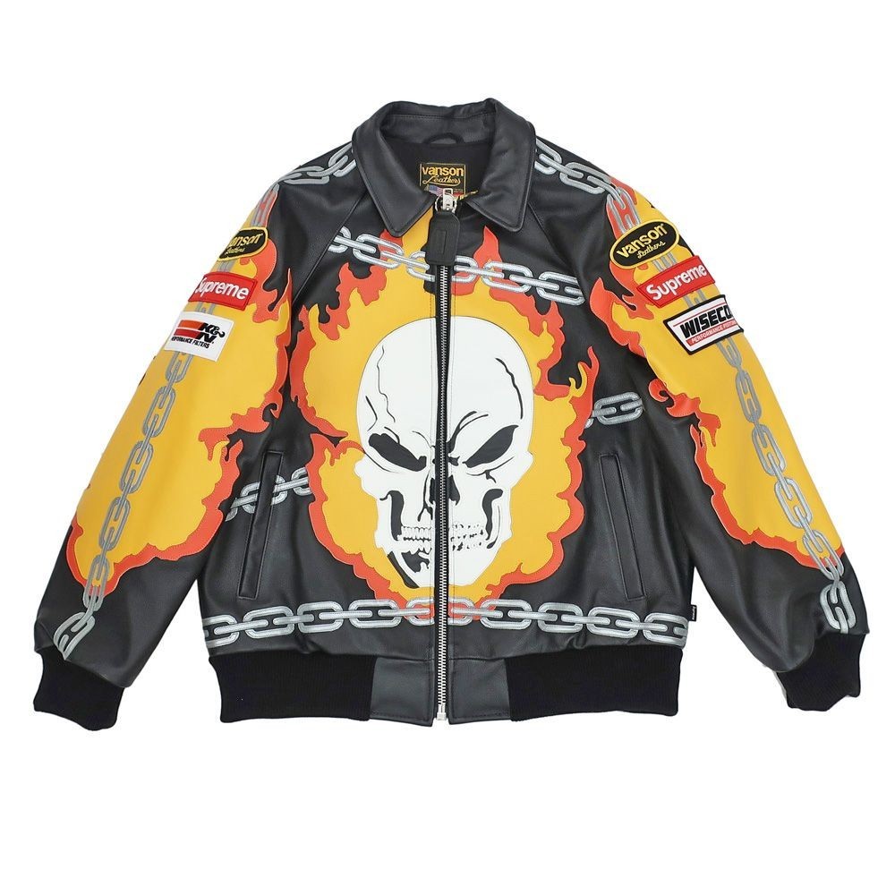 Supreme x Vanson Leather Ghost Rider Jacket L Black Used Rare