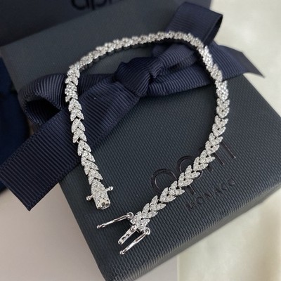APM Monaco Sparkling Crystal Wheat Leaf Chain Bracelet Elegant Wrist Accessory