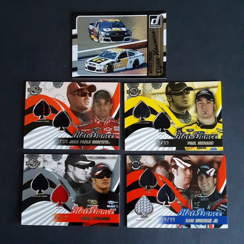 NASCAR (5) Card Lot~~ALL NUMBERED/RACE USED~~MONTOYA~~NEWMAN~~MENARD~~HORNISH