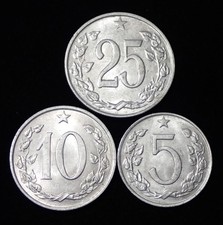 Czechoslovakia 1962 - 1965 Lot of 3 Coins WCA 404
