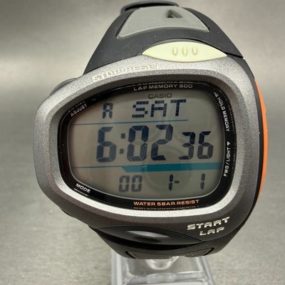 Casio PHYS STR-800 Watch Men 46mm Digital Gray Silver Tone Alarm Chrono New Batt
