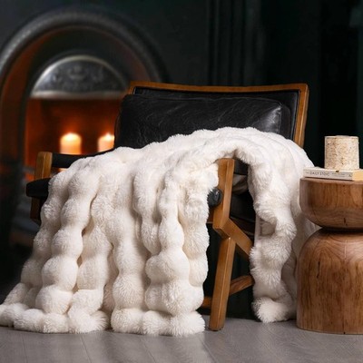 EverGrace Faux Fur Throw Blanket 60x80 Ultra Soft Plush Warm Reversible Luxury