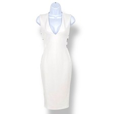 Nookie Turlington Bodycon Midi Dress Deep V-Neck Side Cutouts Size 8 AU 4 US