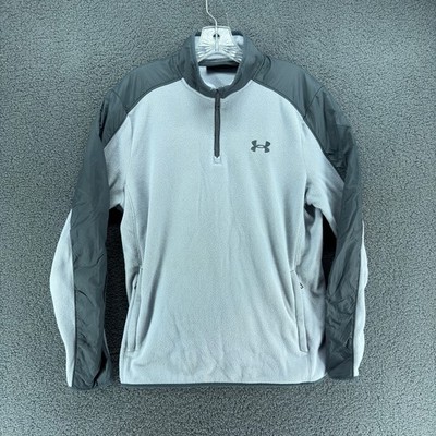 Under Armour Polartec Fleece Pullover Mens M Gray Black Quarter Zip Athletic