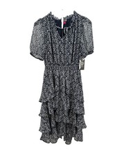 Vince Camuto Blue White Crossover Flutter Sleeve Tiered Dress Neutral Size XS