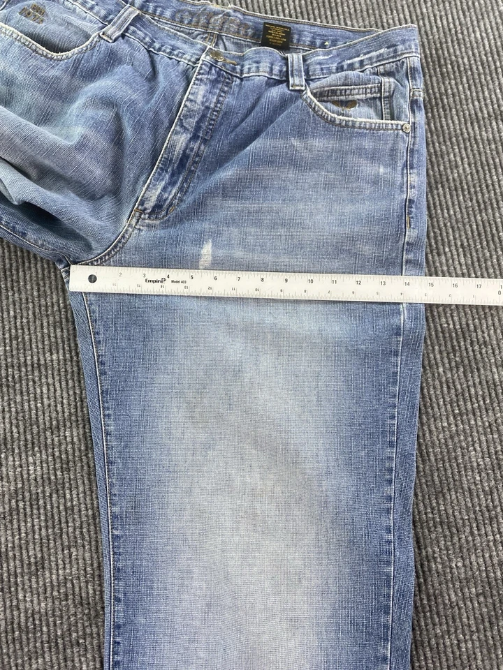 Pantalones de mezclilla Avirex para hombre 38x34 azul diseñador calce regular ancho holgado ropa de calle y2k Foto 4 de 4