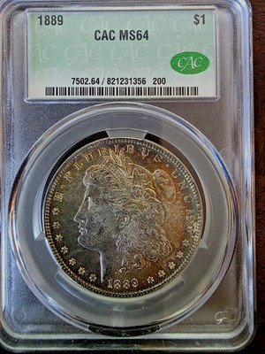 1889 Morgan Dollar MS64 PCGS Stunning Rainbow Toned With Super Great Eye Appeal