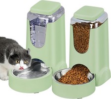 2 Pack Automatic Cat Feeder and Stainless Steel Water Dispenser Gravity Dog