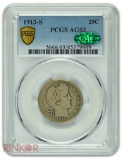 1913-S Barber Quarter PCGS AG-03 CAC