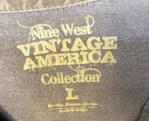 Vintage America Womens Large Beige Boho V Neck Top Tab Sleeve High Low Shirt - Picture 4 of 5