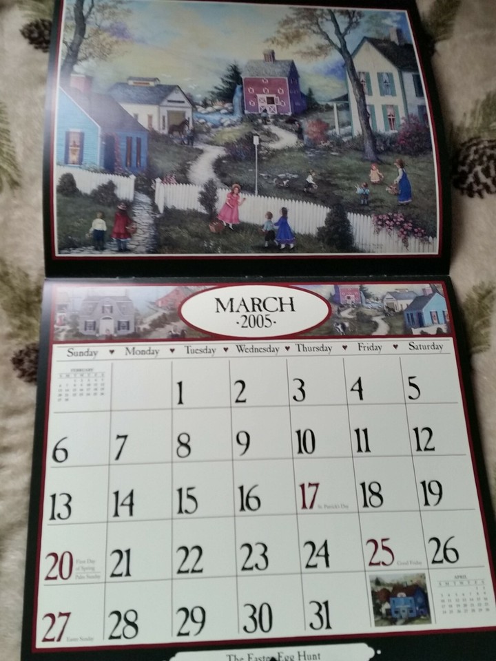 Lang Folk Art Calendar Linda Nelson Stocks 2005 Art work Frame Worthy