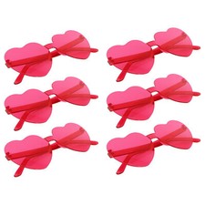 6Pc Pink Love Heart Shaped Sunglasses Fun Fancy Dress Hen Party Wedding Festival