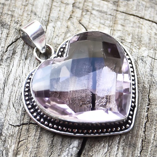 Pendentif En Cuivre Rose Avec Kunzite Naturelle - Bijou Fait Main, Idéal Cadeau Mariage/amour