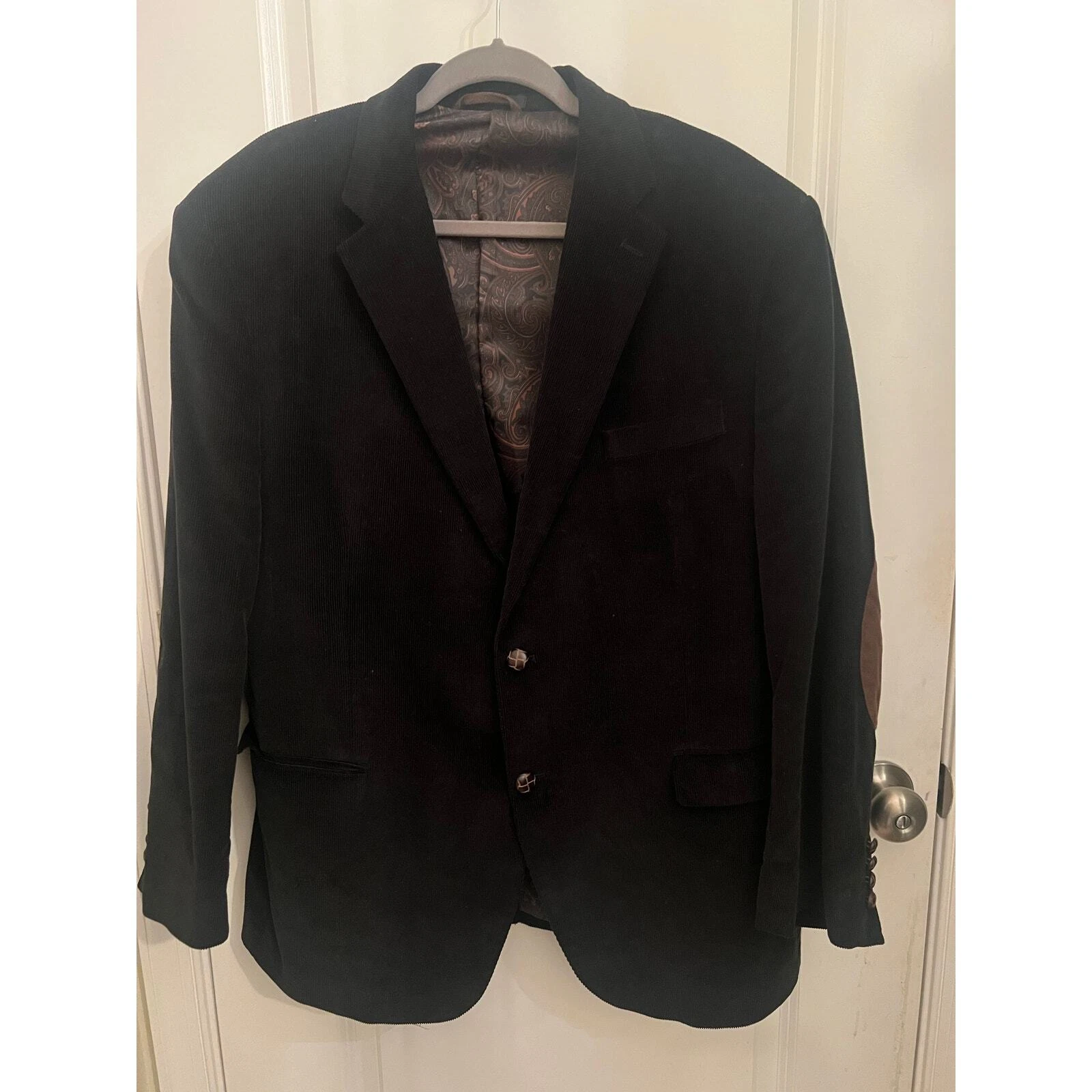 Lauren Ralph Lauren Corduroy Blazer Sport Coat Men's 46R Black 2 Button Career
