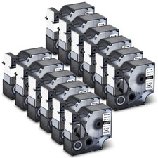 18057 Heat Shrink Tube Label 3/4" Black on White for DYMO Rhino 4200 5200 12Pack