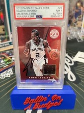 2012 Totally Certified KAWHI LEONARD Game Used Mem On Card AUTO RC #29 PSA 7/9 