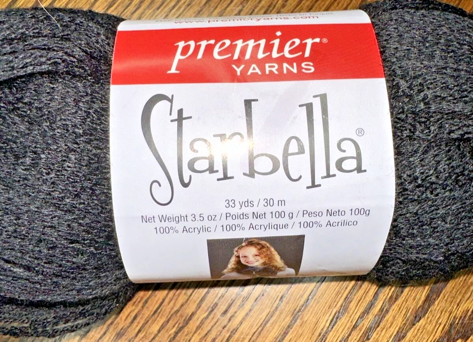 1x New Starbella Premier Acrylic Yarn Skein Solid Black Color 15-32 Lot 6093 - Image 2 of 4