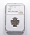 MS67 1913 Indian Head Buffalo Nickel Type 1 NGC *1989