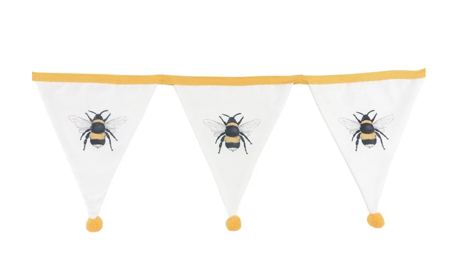 Beautiful embroidered Bees Bunting with yellow pom poms New Party Fete Festival