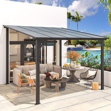 3 x 3m Wall Mounted Pergola Outdoor Aluminium Gazebo Patio Lean to Awning Deck