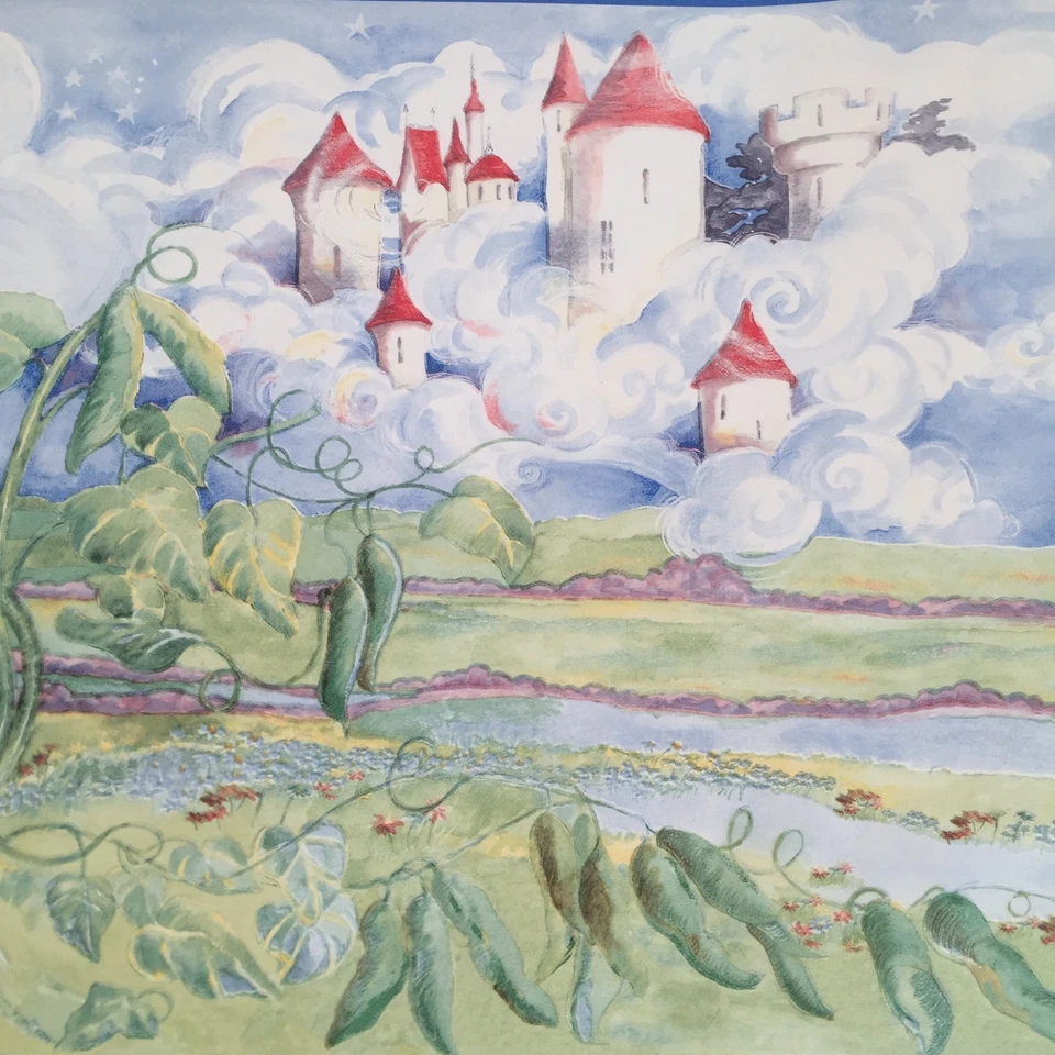 LOTE de 4 rollos de papel tapiz borde Jack habichuelas castillo cuento de hadas dormitorio infantil Foto 2 de 4