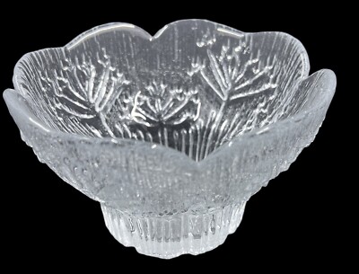 Pertti Kallioinen Art Glass Bowl Candle Holder Cow Parsley Design Finland 5 