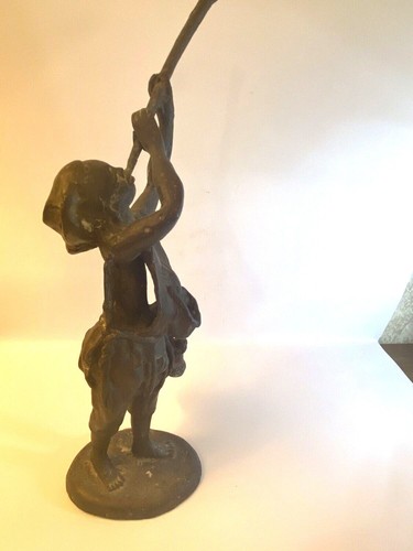 Antique Chinese Bronze Statue Figure, The Bird Hunter, Brown Patina, H 29 cm - Picture 3 of 15