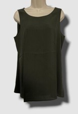  218 Eileen Fisher Women's Green Sleeveless Silk Tank Top Size Small