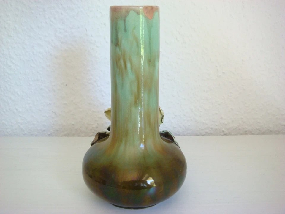 Antik Keramik Majolika Schale Vase Floral Rosenmuster gemarkt 753 - Bild 3 von 4