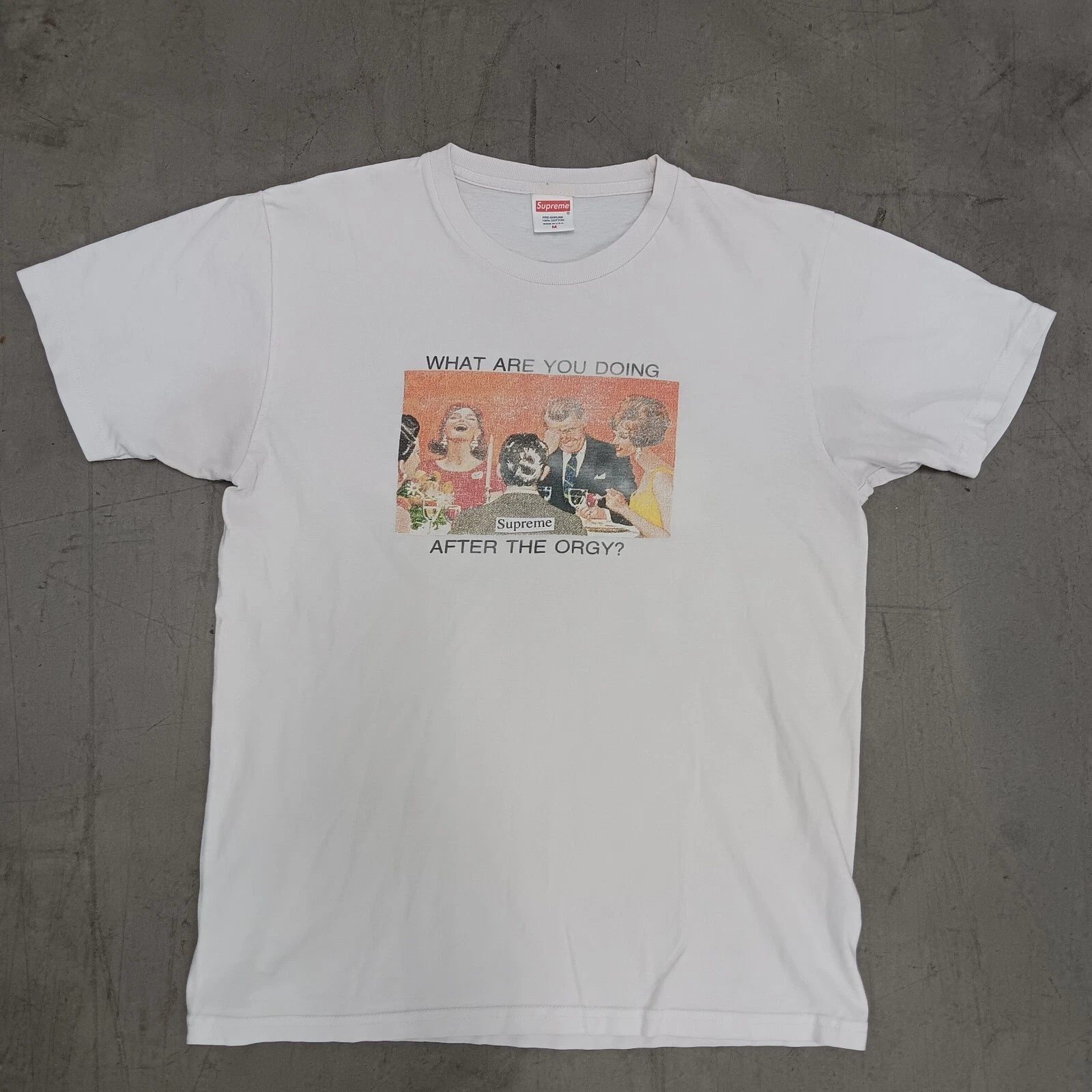 T shirt Supreme Orgy blanc homme M manches courtes moyennes 100% coton