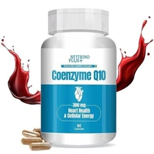 NutrinoPlus Coenzyme Q-10 300Mg 60 Capsules Promotes Heart Health Boosts Energy.