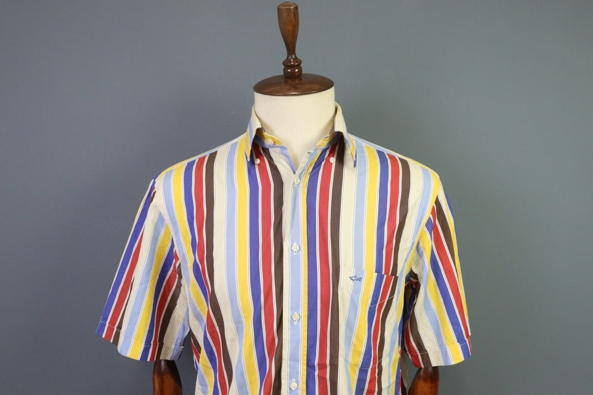 PAUL & SHARK ボタンダウンシャツ ストライプ ポールアンドシャーク Paul & Shark Yachting Multicolor Stripe Short Sleeve Button