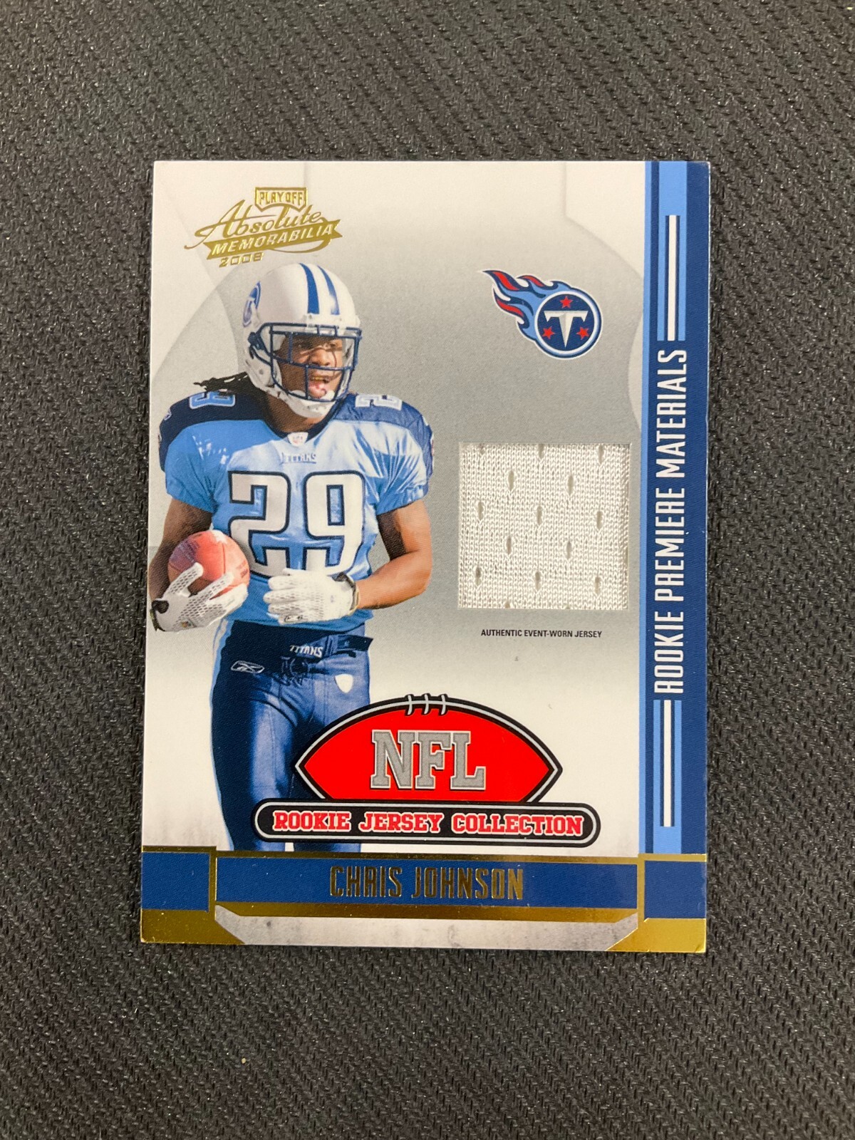 2008 Playoff Absolute Memorabilia #2 Chris Johnson Rookie Prime Materials Titans