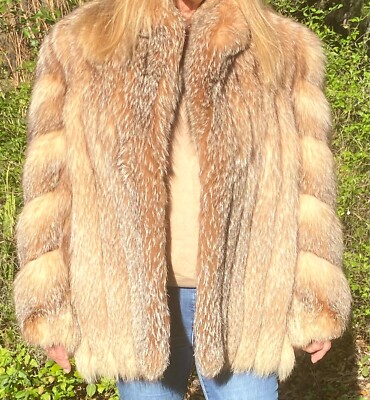 JOHN ROSS~Original FOX~Red Fur & Silk Jacket/Coat~Size 12 Medium~Henry's Whictia