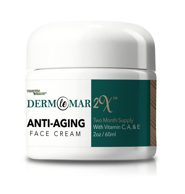 Derm Le Mar 2x Anti-Aging Face Cream - 2 Month Supply - with Vitamin A, C, & E