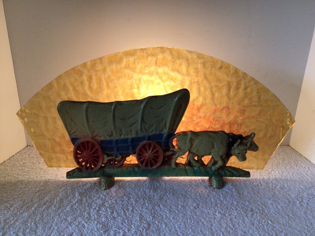 VTG HUBLEY #222 CAST IRON WESTERN COVERED WAGON CONESTOGA OXEN