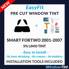 EasyFit Static Pre Cut Tint & Tools For Smart Fortwo 2001-07 - 5% Limo Rear