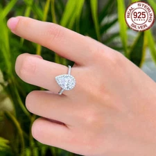 925 Sterling Silver Ring CZ S925 Silver Zirconia Wedding Engagement Party Ring