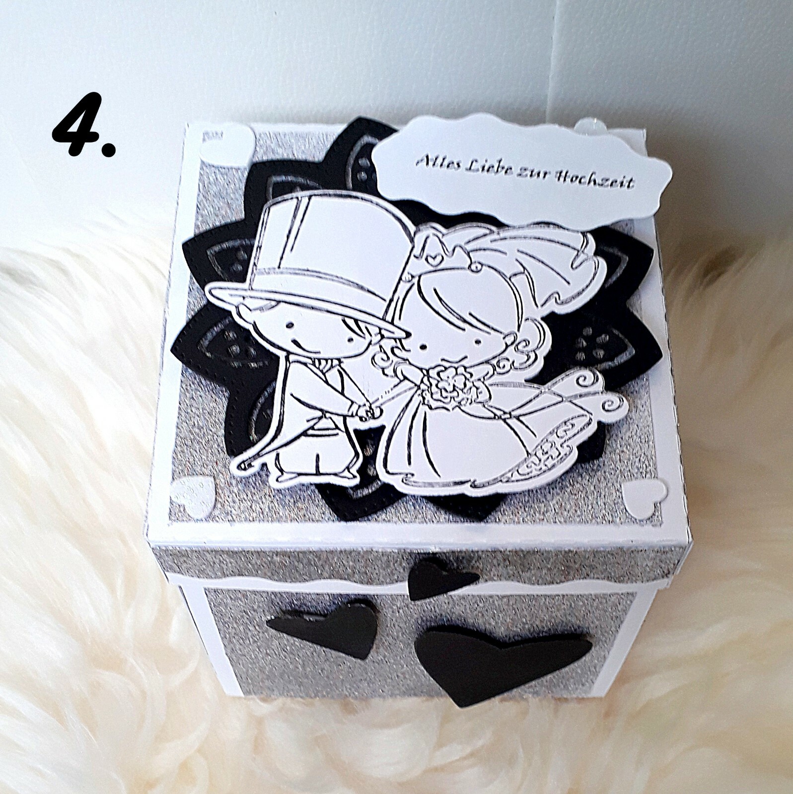 Explosionsbox, Hochzeit, Geldgeschenk, Geschenkbox, Brautpaar, Silberhochzeit